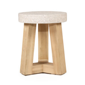 wp-image-tigress-60645.jpg eTerrazzo Elkstone Stool Ivory Coast with Ivory Washed Legs, 35cm Wide (Diameter) x Height 44.5cm