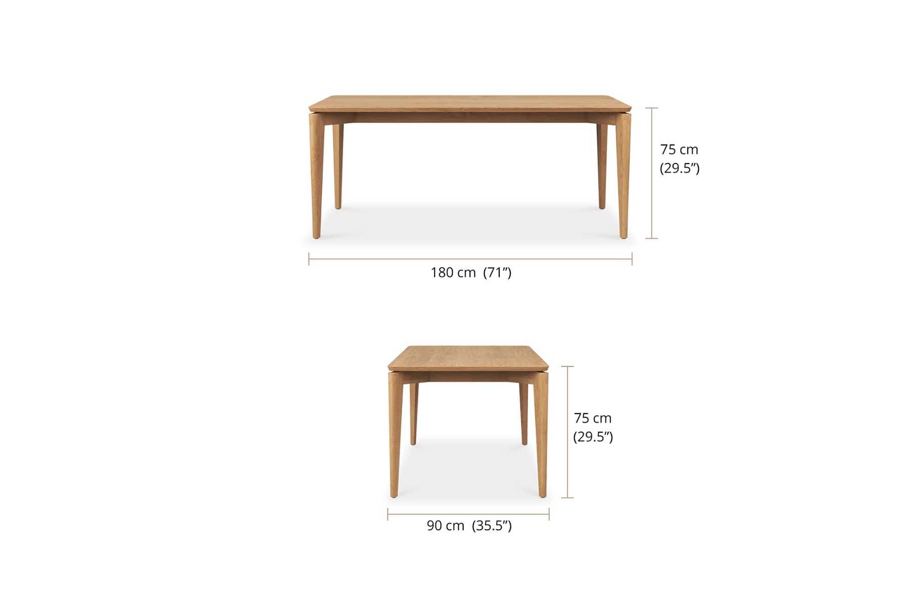 Jude Dining Table, L 180cm x W 90cm x H 75cm - Image 4