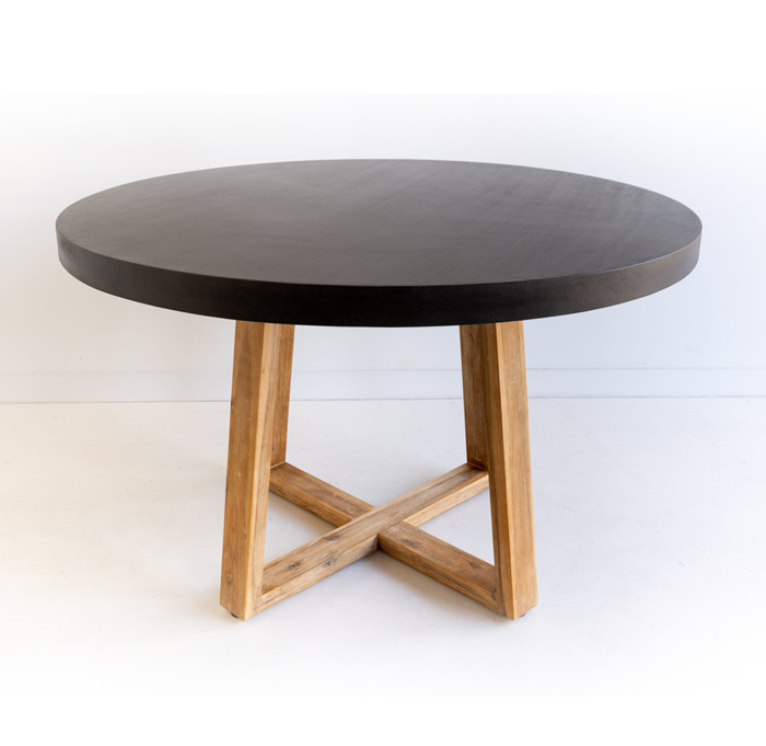 1.0m Alta Round Elkstone Dining Table – Ebony Black with Light Honey Legs