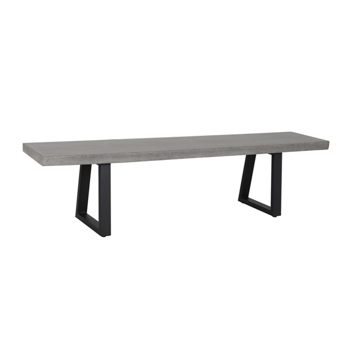 1.65m Sierra Elkstone Rectangular Bench – Speckled Grey with Black Powder Coated Legs