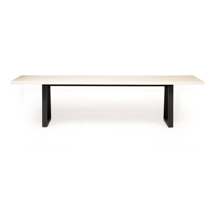 3.0m Sierra Elkstone Rectangular Dining Table – Beige with Black Powder Coated Legs