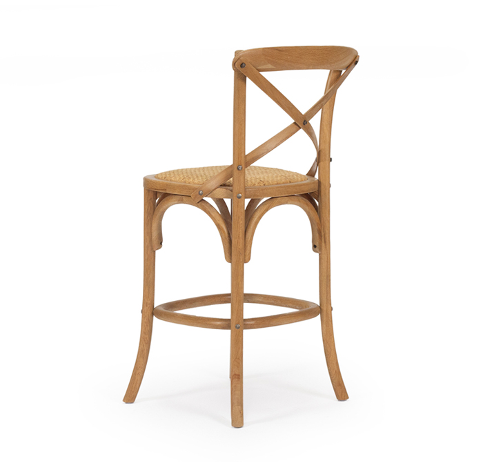 Provincial Cross Back Counter Stool Natural Oak, W 49cm x D 59cm x H 100cm