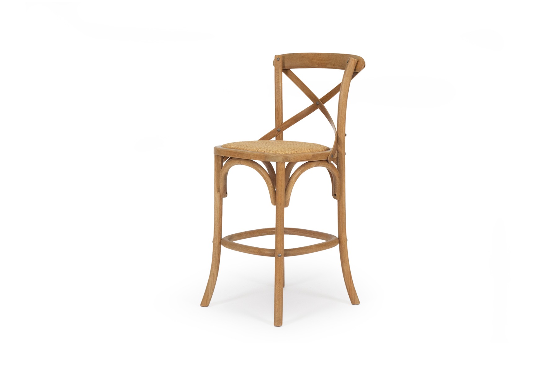 Provincial Cross Back Counter Stool Natural Oak, W 49cm x D 59cm x H 100cm - Image 7