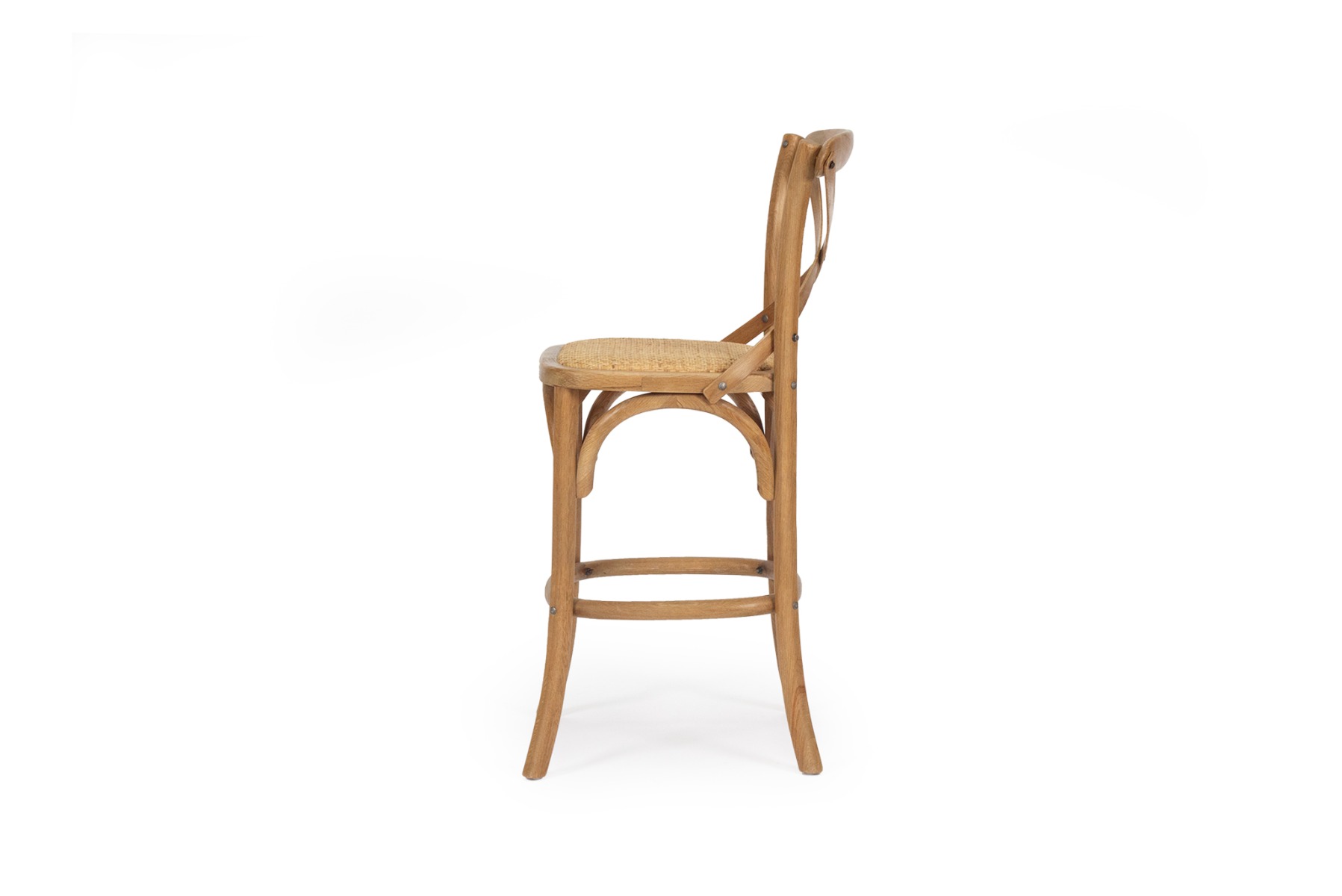 Provincial Cross Back Counter Stool Natural Oak, W 49cm x D 59cm x H 100cm - Image 8