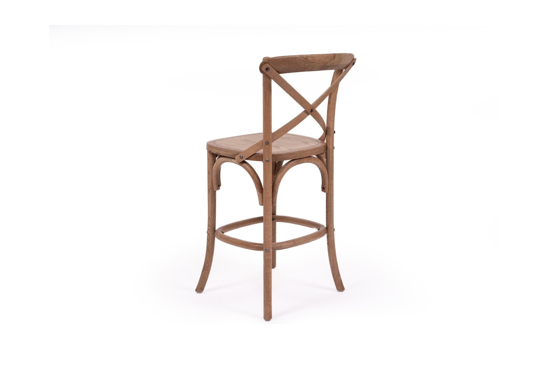Provincial Cross Back Counter Stool Natural Oak Timber Seat, W 49cm x D 59cm x H 100cm - Image 3