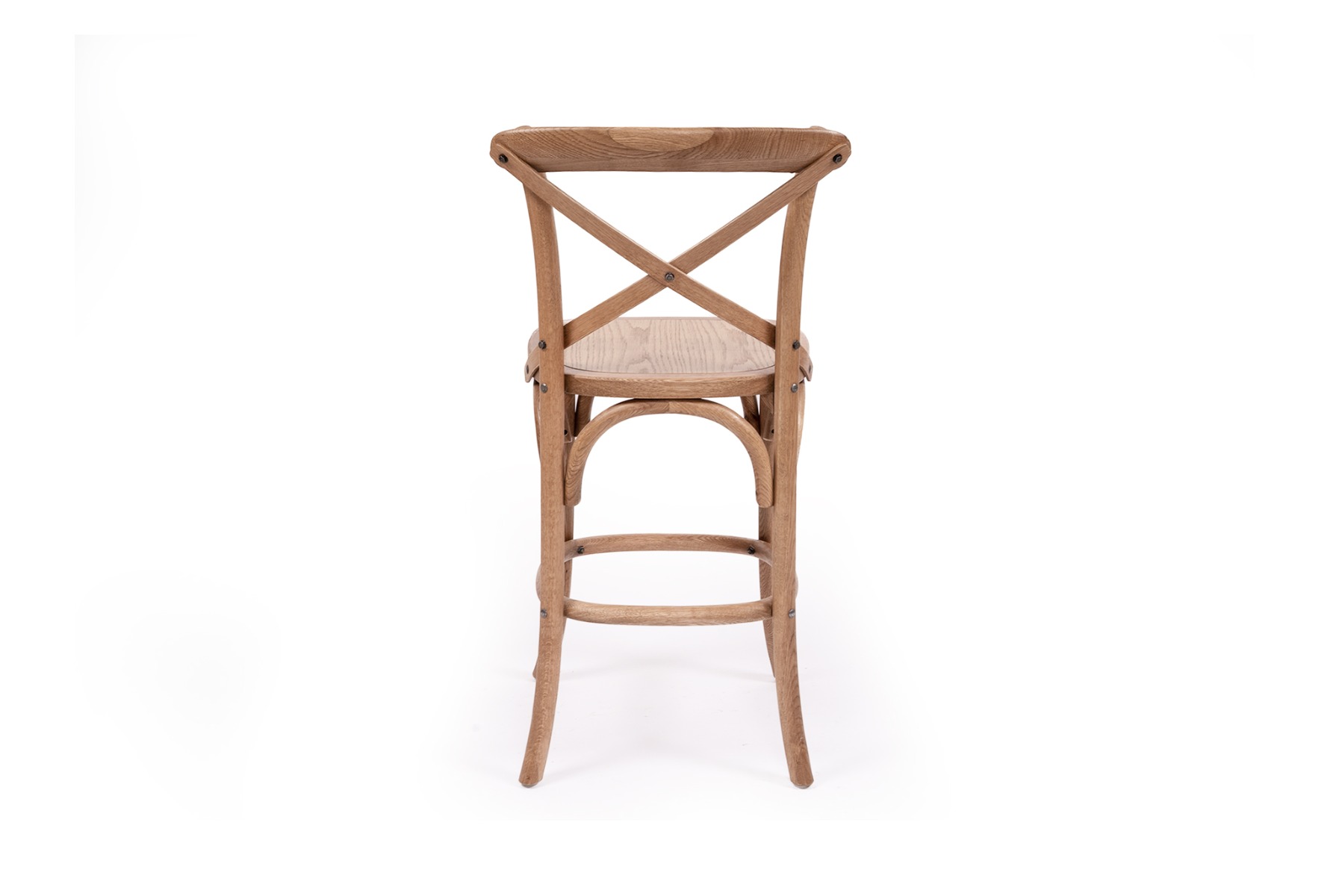 Provincial Cross Back Counter Stool Natural Oak Timber Seat, W 49cm x D 59cm x H 100cm - Image 4