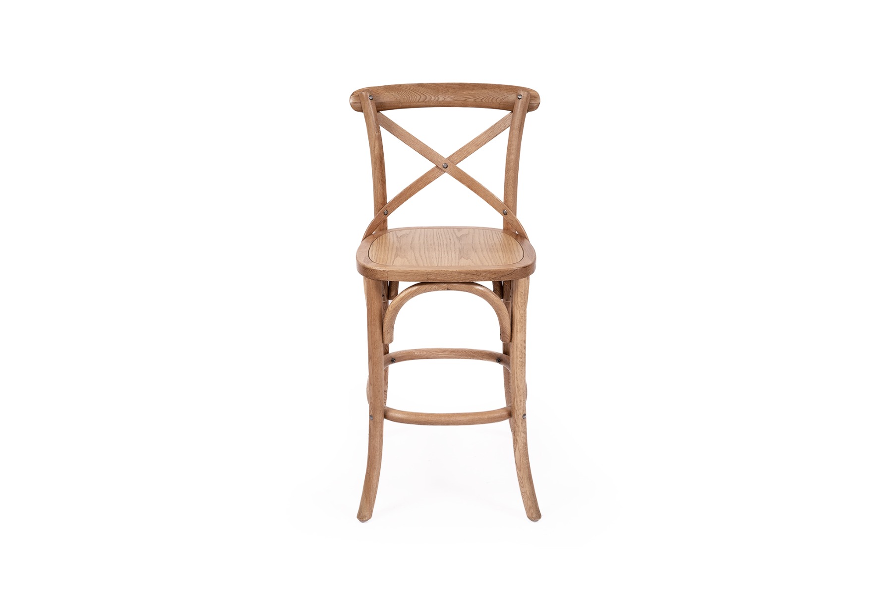 Provincial Cross Back Counter Stool Natural Oak Timber Seat, W 49cm x D 59cm x H 100cm - Image 5