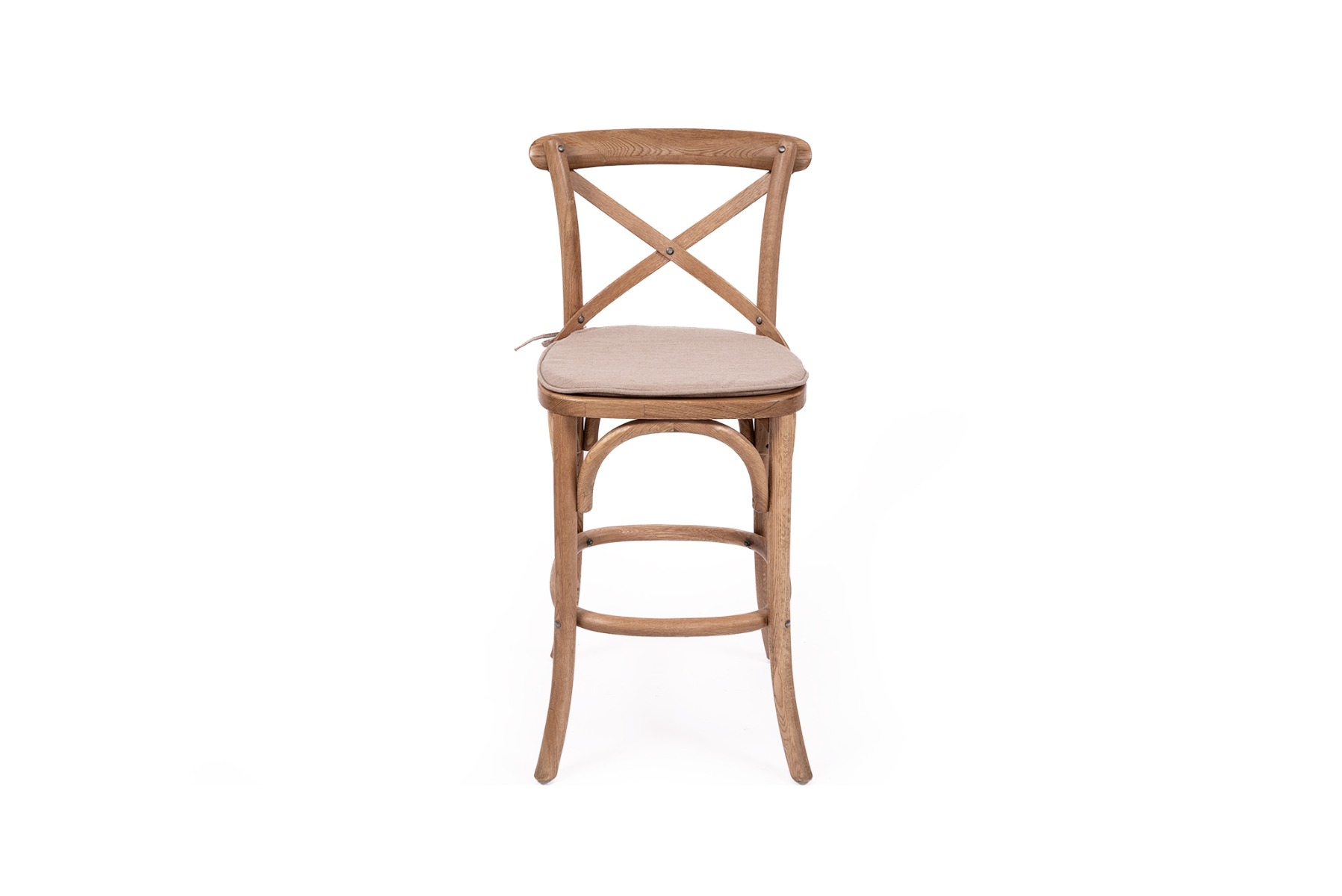 Provincial Cross Back Counter Stool Natural Oak Timber Seat, W 49cm x D 59cm x H 100cm - Image 6