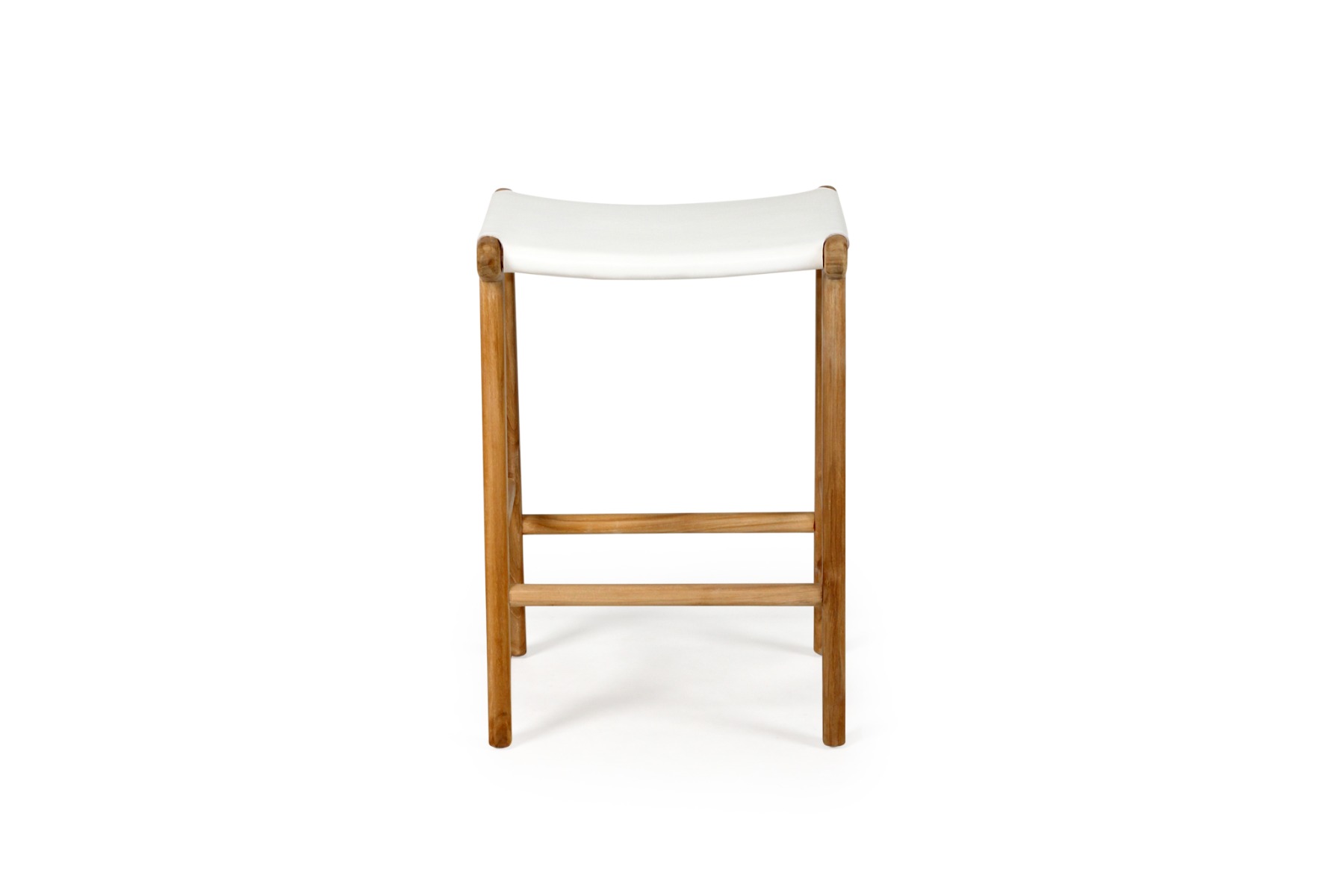 Pasadena Leather Saddle Stool White Flat, W 46cm x D 38cm x H 66cm - Image 17