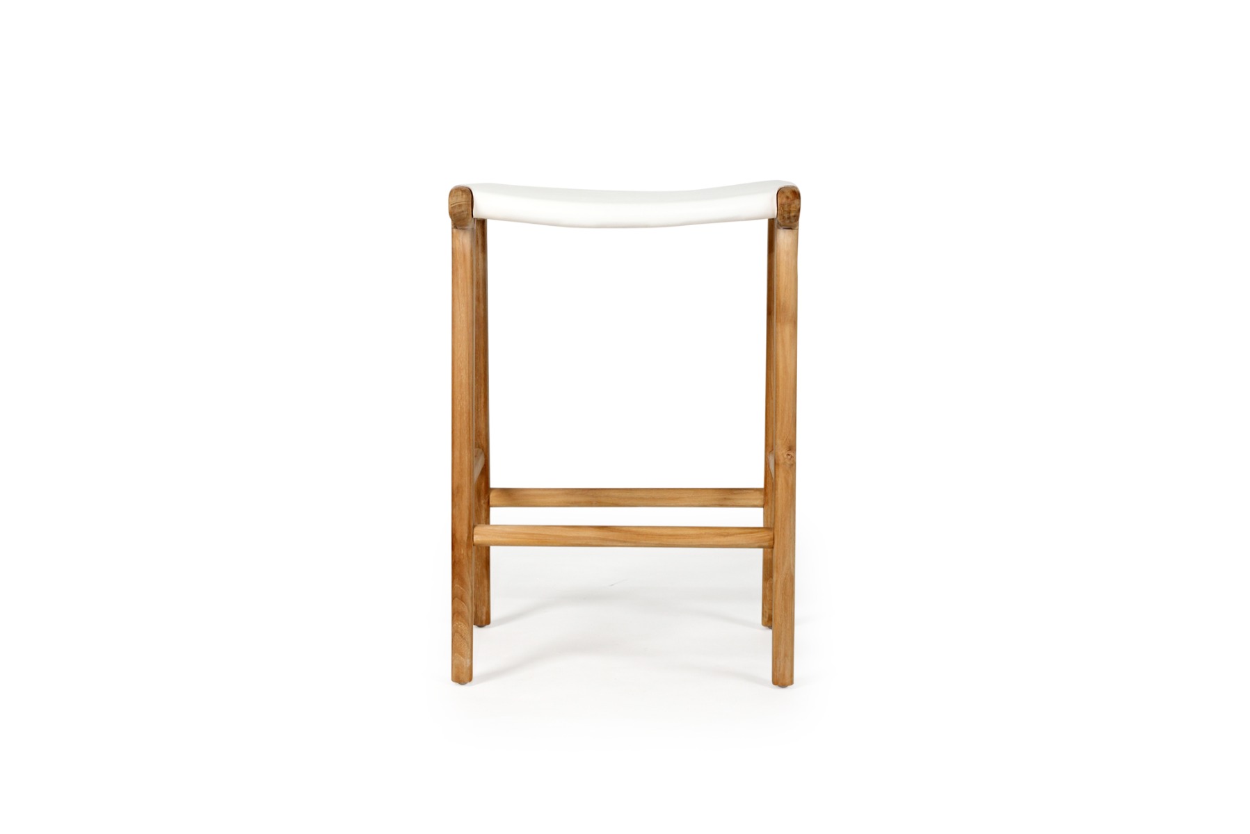 Pasadena Leather Saddle Stool White Flat, W 46cm x D 38cm x H 66cm - Image 18