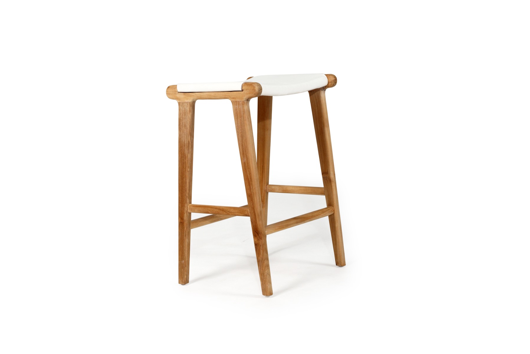 Pasadena Leather Saddle Stool White Flat, W 46cm x D 38cm x H 66cm - Image 19
