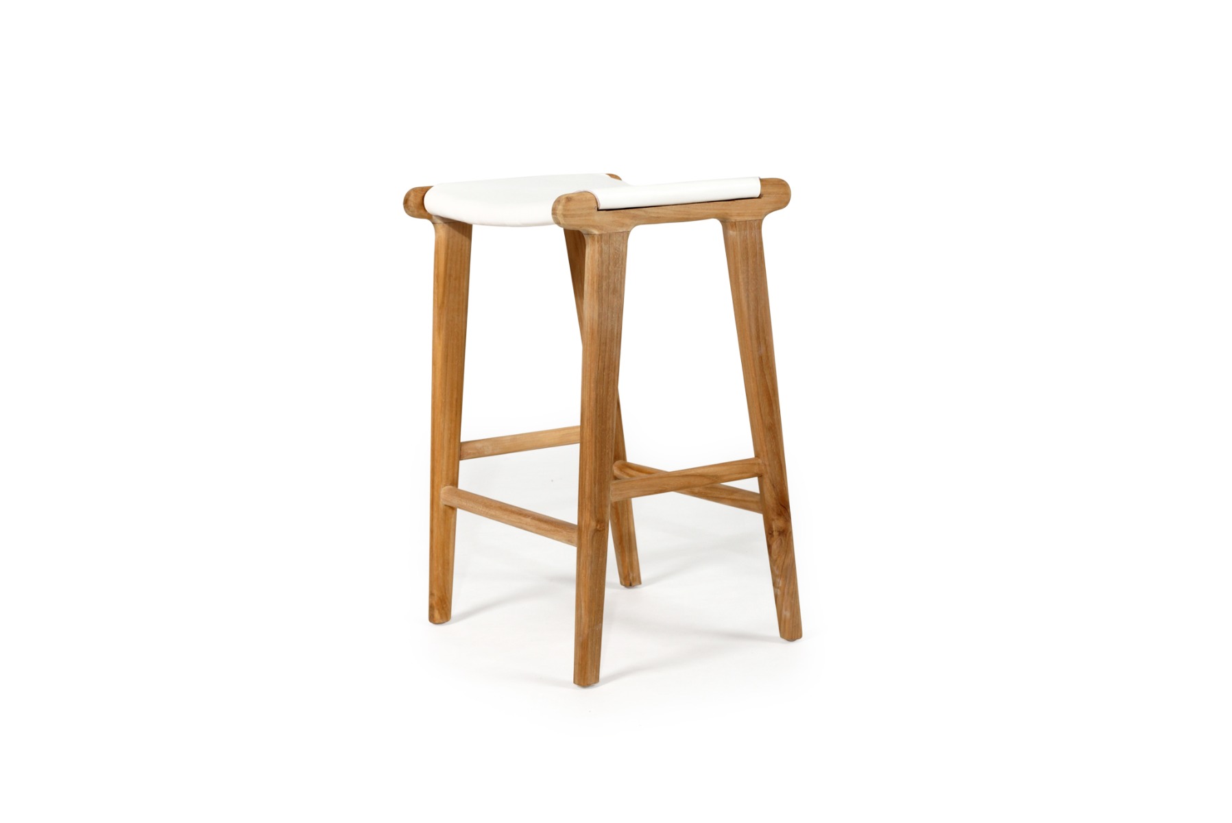 Pasadena Leather Saddle Stool White Flat, W 46cm x D 38cm x H 66cm - Image 20