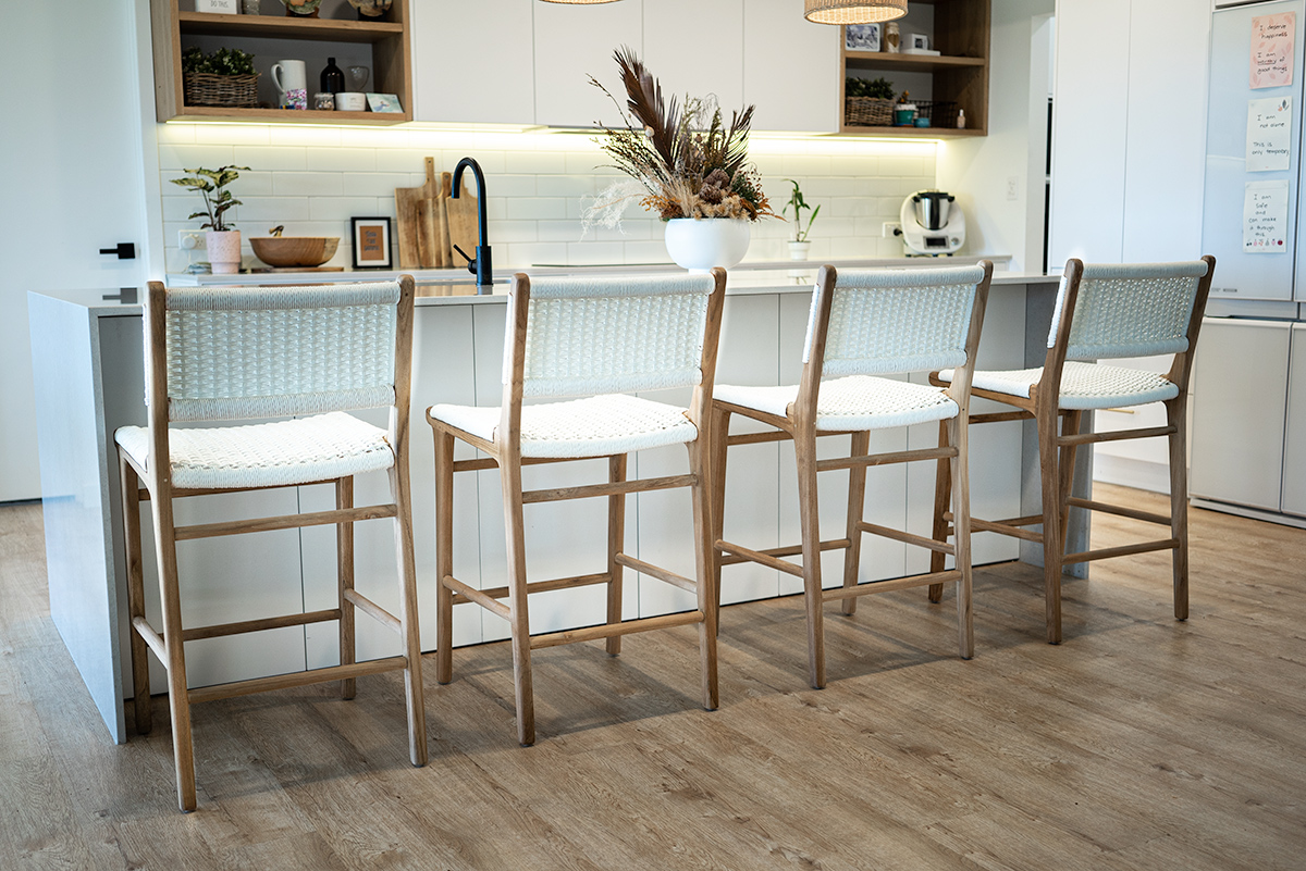 Zen Counter Stool White (Close Weave), Width 49cm x Depth 56cm x Height 95cm - Image 11