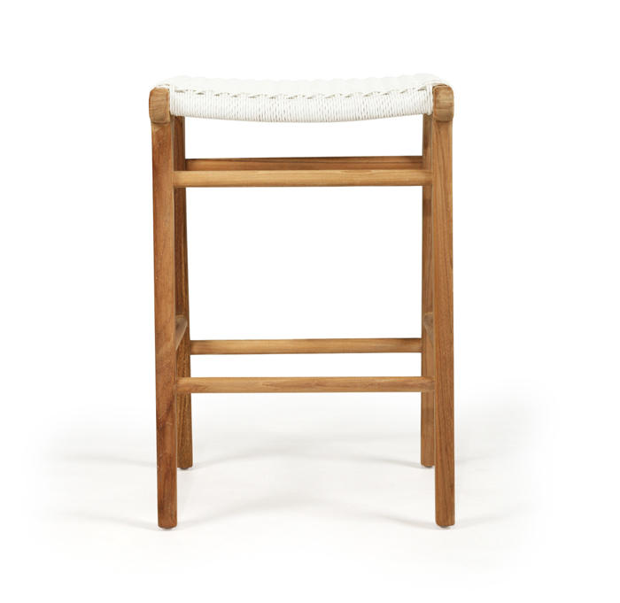 Zen Backless Counter Stool White (Close Weave), W 45cm x D 40cm x H 66cm