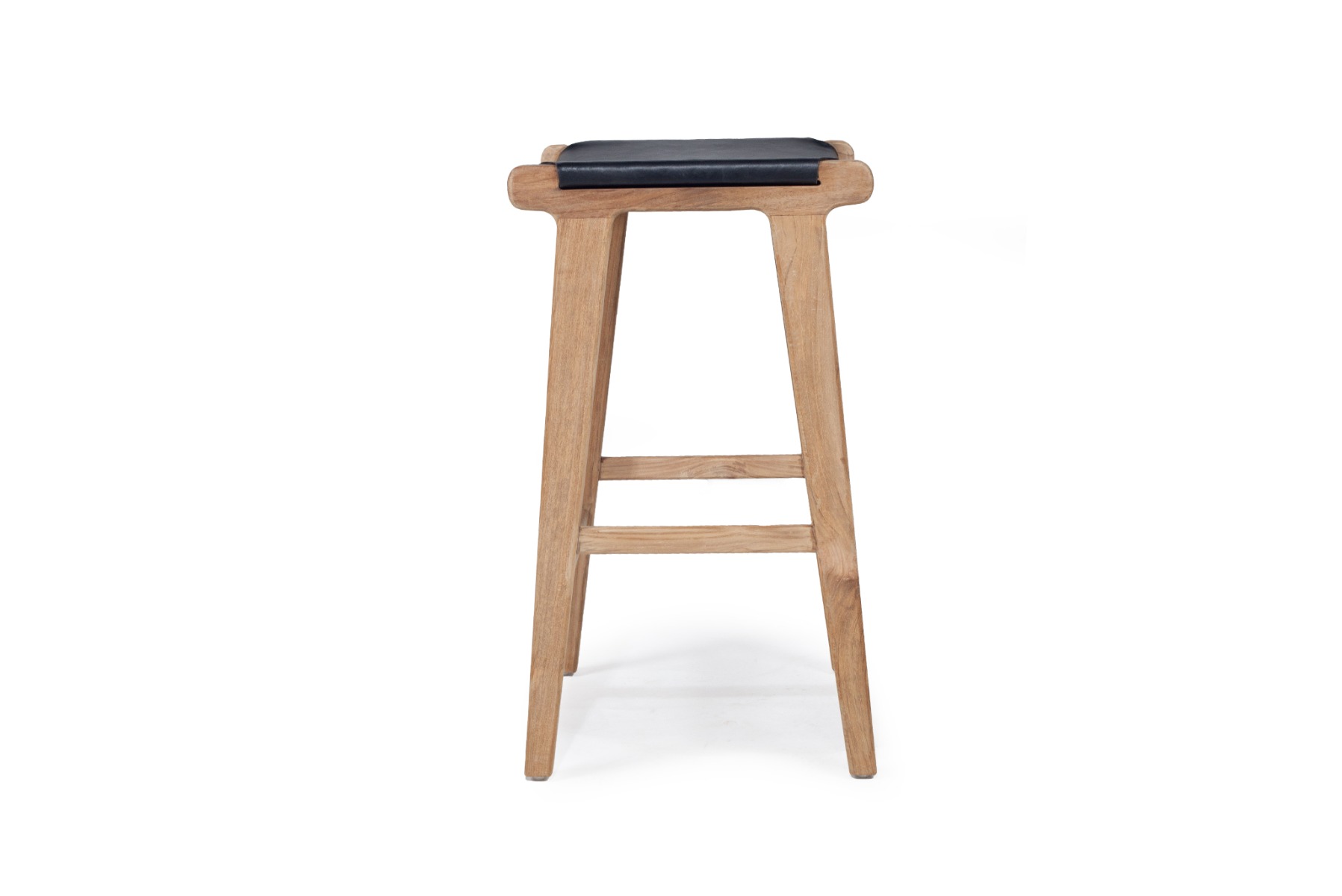 Pasadena Leather Saddle Stool Black Flat, W 46cm x D 38cm x H 66cm - Image 4