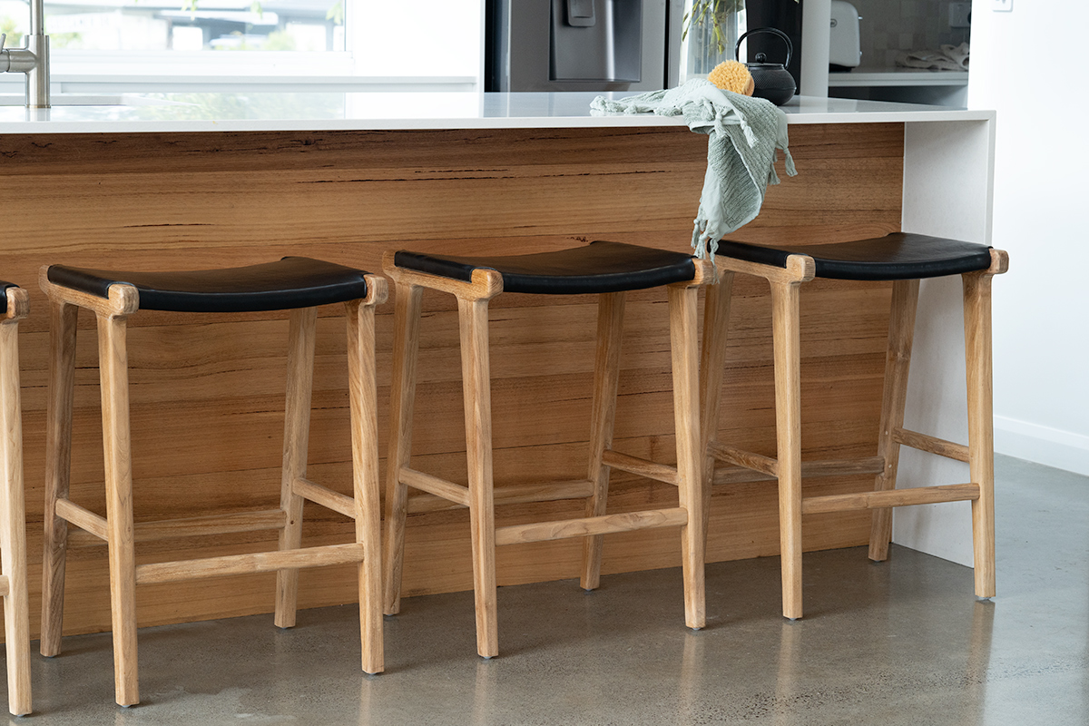 Pasadena Leather Saddle Stool Black Flat, W 46cm x D 38cm x H 66cm - Image 9