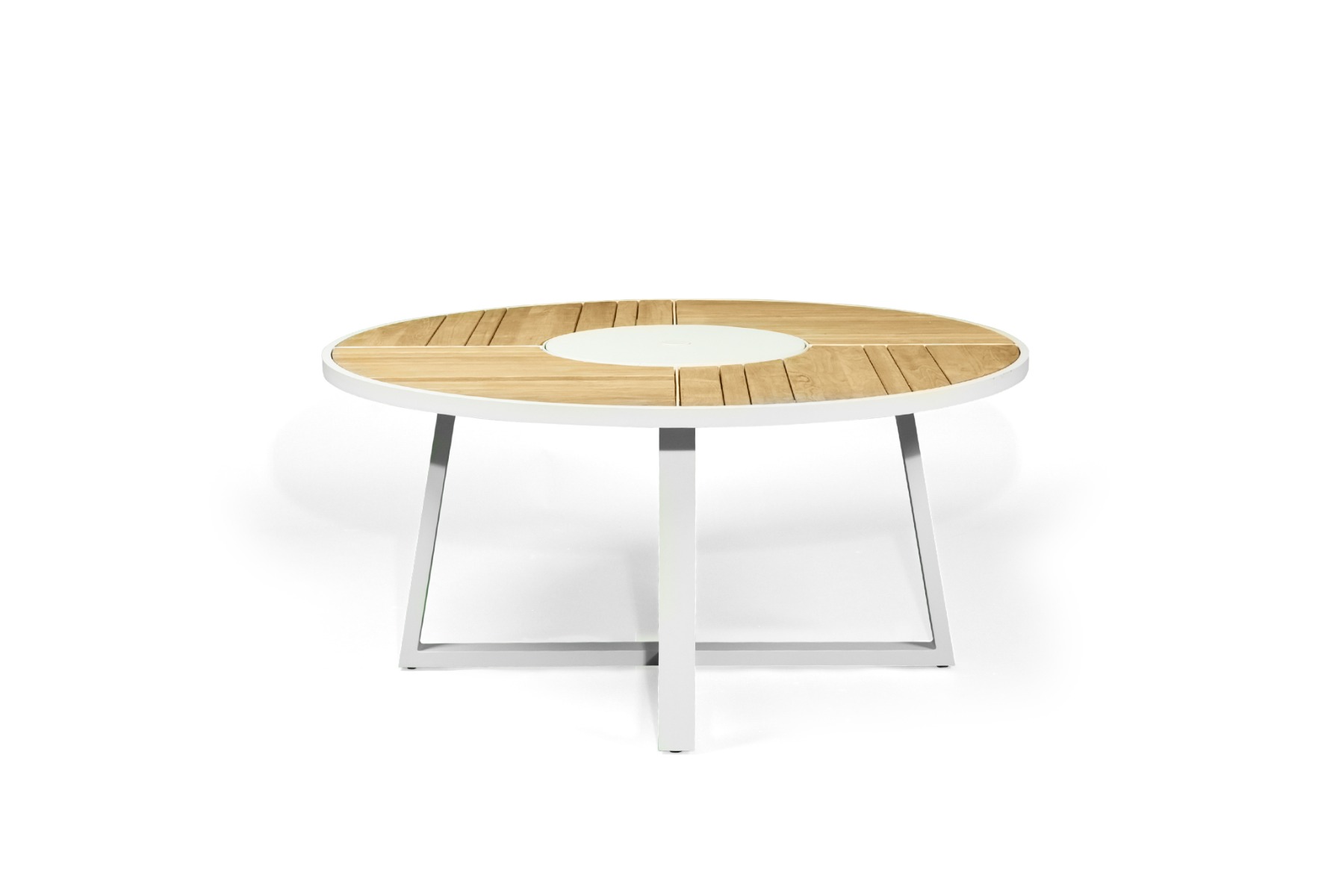 Watego Outdoor Round Dining Table – 1.9m – White Pearl Powder Coated Legs - Image 2