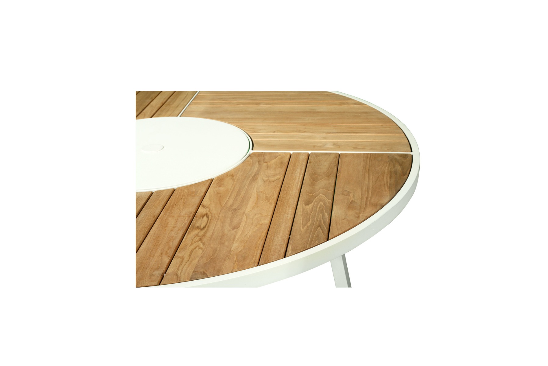 Watego Outdoor Round Dining Table – 1.9m – White Pearl Powder Coated Legs - Image 3