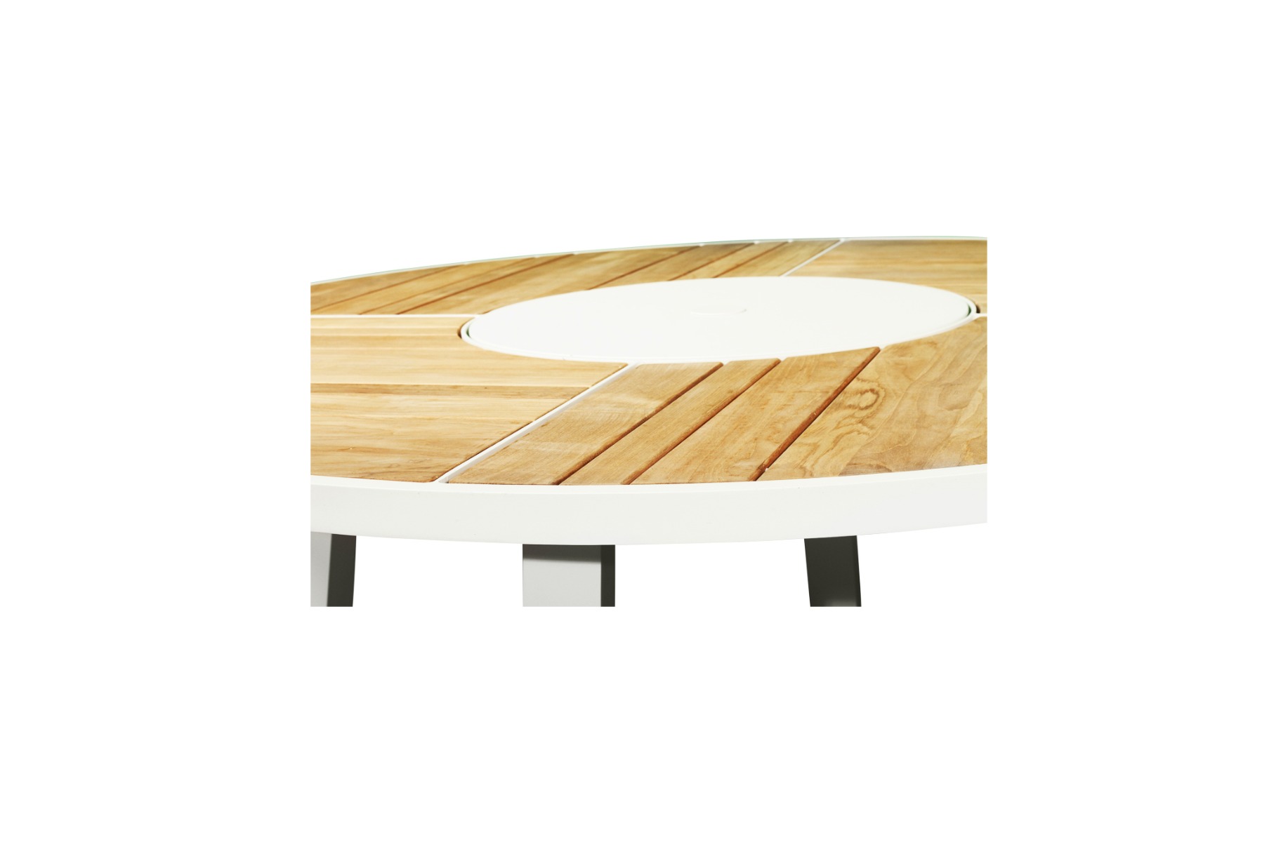 Watego Outdoor Round Dining Table – 1.9m – White Pearl Powder Coated Legs - Image 4