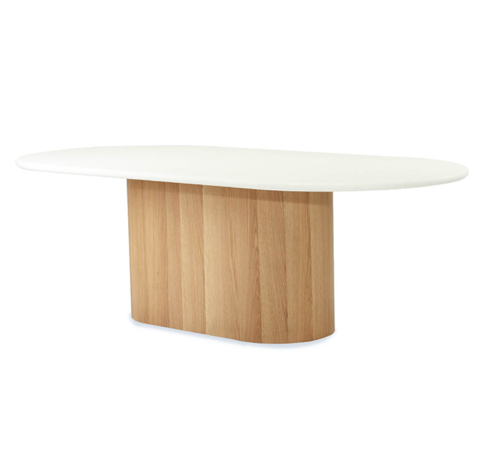 Harlow Oval Dining Table Natural Oak Base, Width 240cm x Depth 110cm x Height 76cm