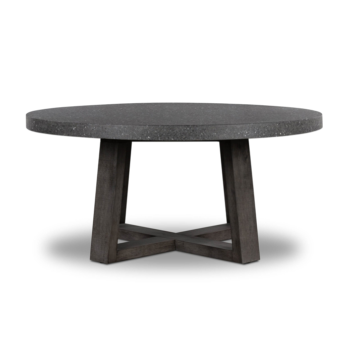 1.6m eTerrazzo Elkstone Round Dining Table – Apollo Black with Black Wash Legs
