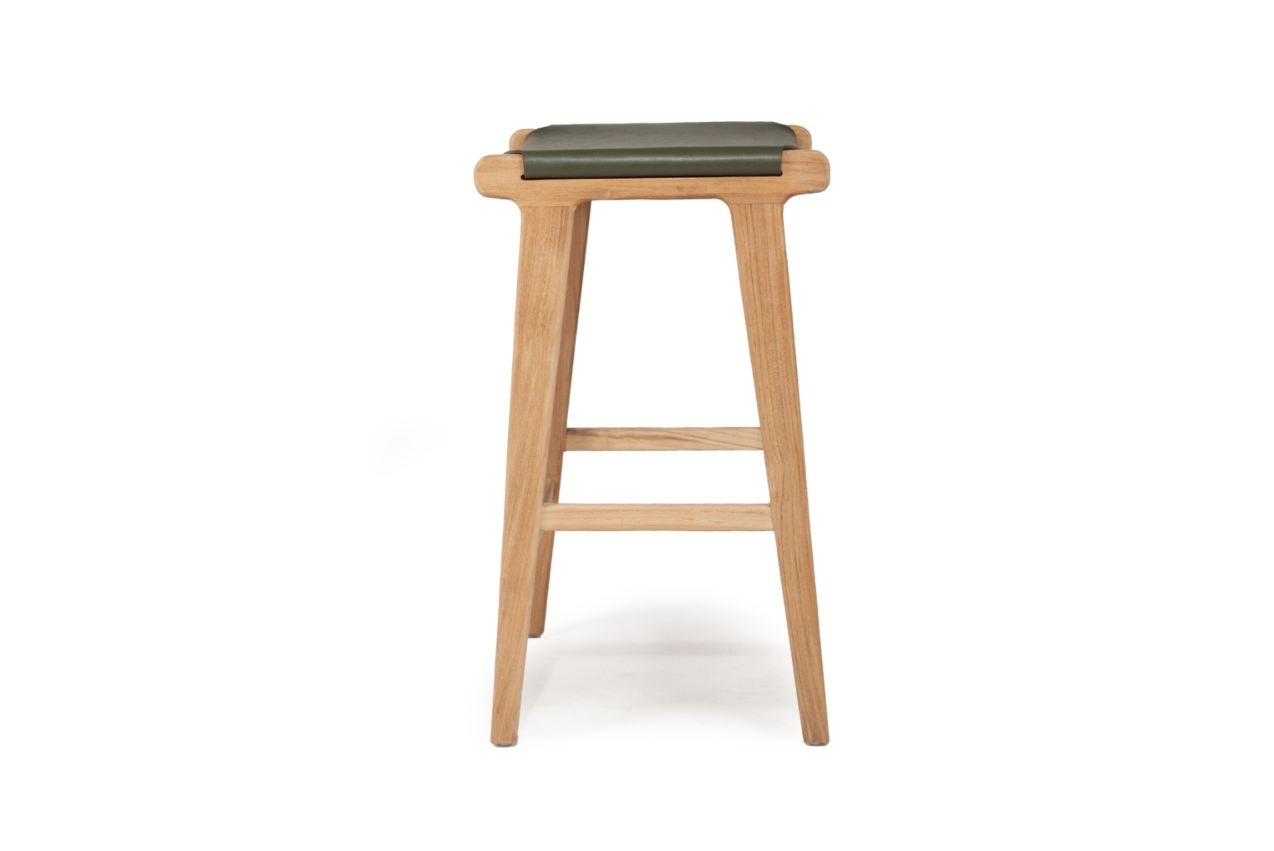Pasadena Leather Saddle Stool Olive Flat, W 46cm x D 38cm x H 66cm - Image 4