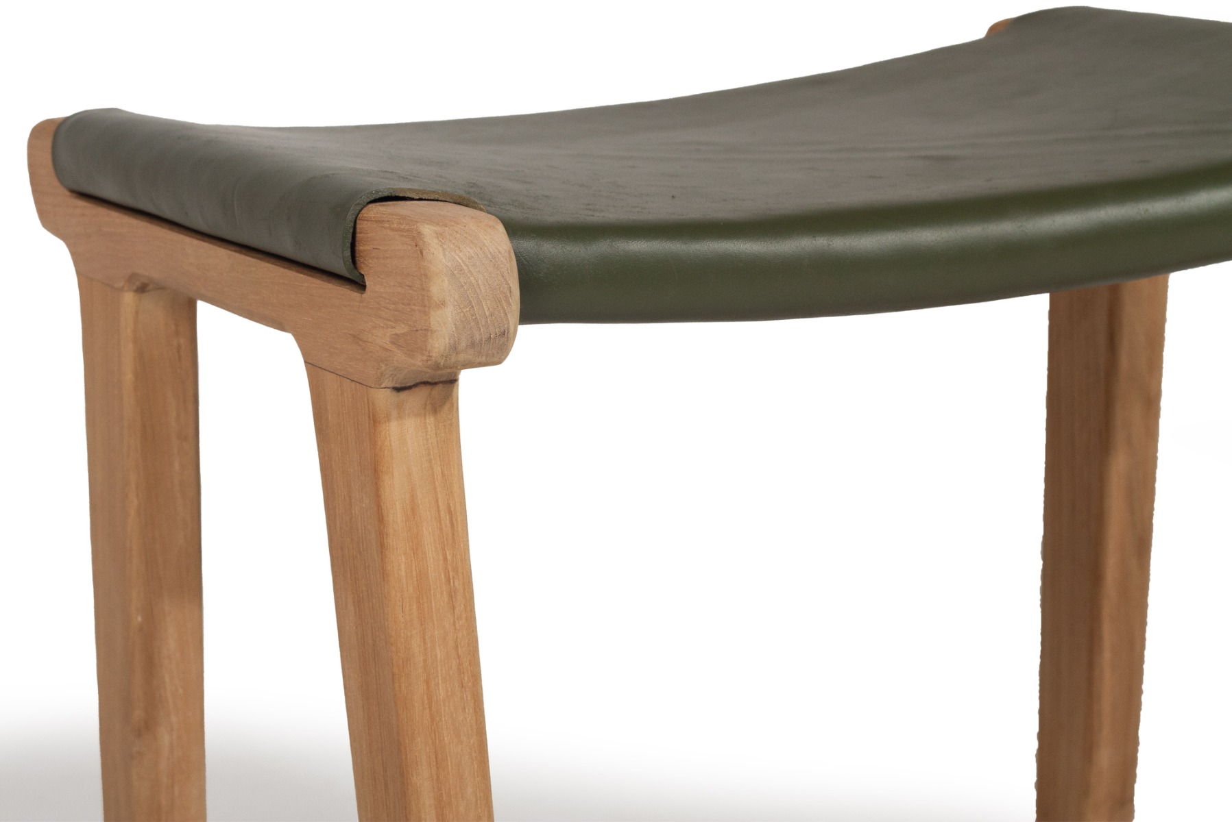 Pasadena Leather Saddle Stool Olive Flat, W 46cm x D 38cm x H 66cm - Image 6