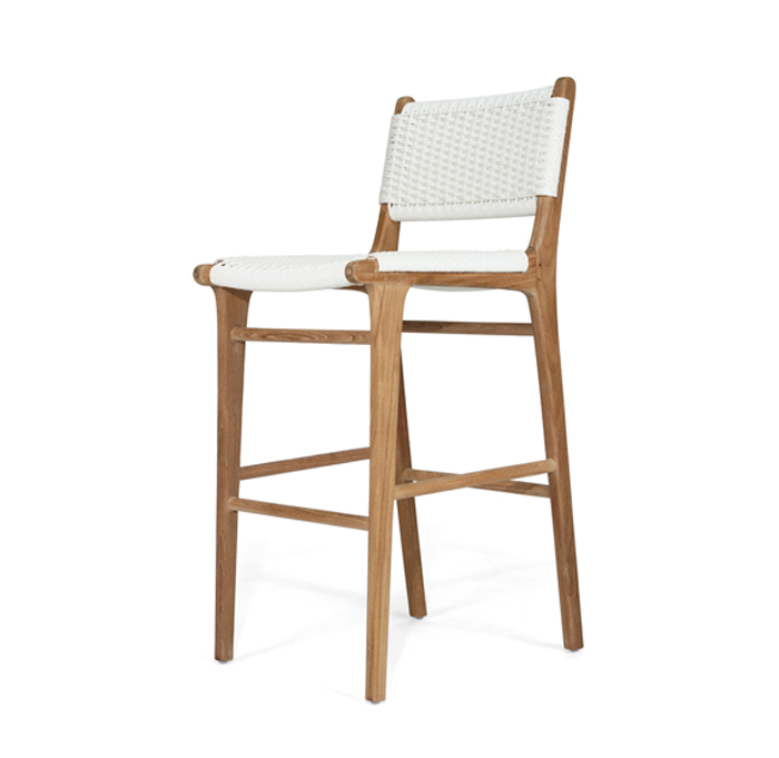 Zen Bar Stool White (Close Weave), W 45cm x D 40cm x H 110cm
