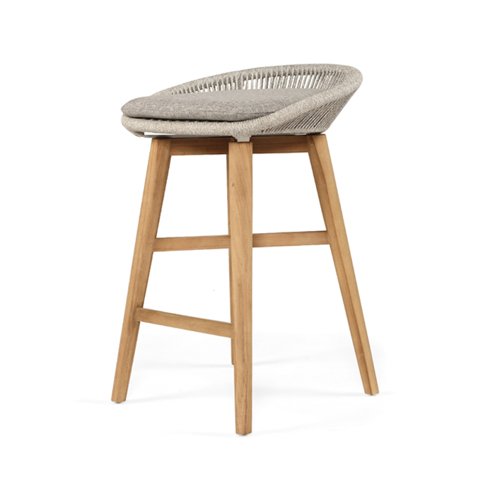 Taylor Backless Counter Stool Indoor/Outdoor Grey/White, Width 51cm x Depth 52cm x Height 76cm