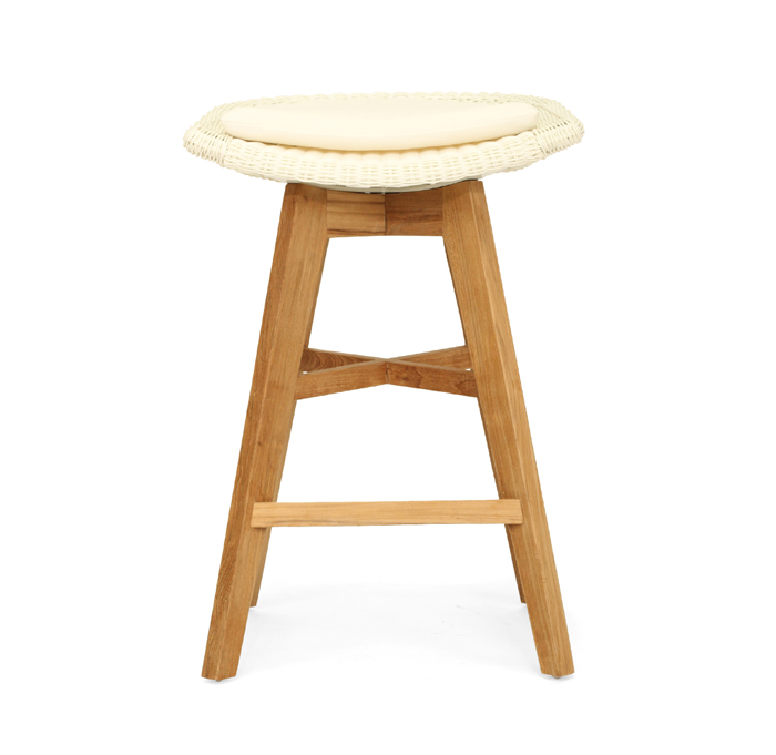 Oceanic Outdoor Backless Counter Stool White, Width 56cm x Depth 46cm x Height 71cm