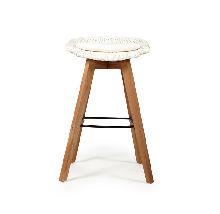 Oceanic Outdoor Backless Bar Stool White, Width 56cm x Depth 46cm x Height 81cm
