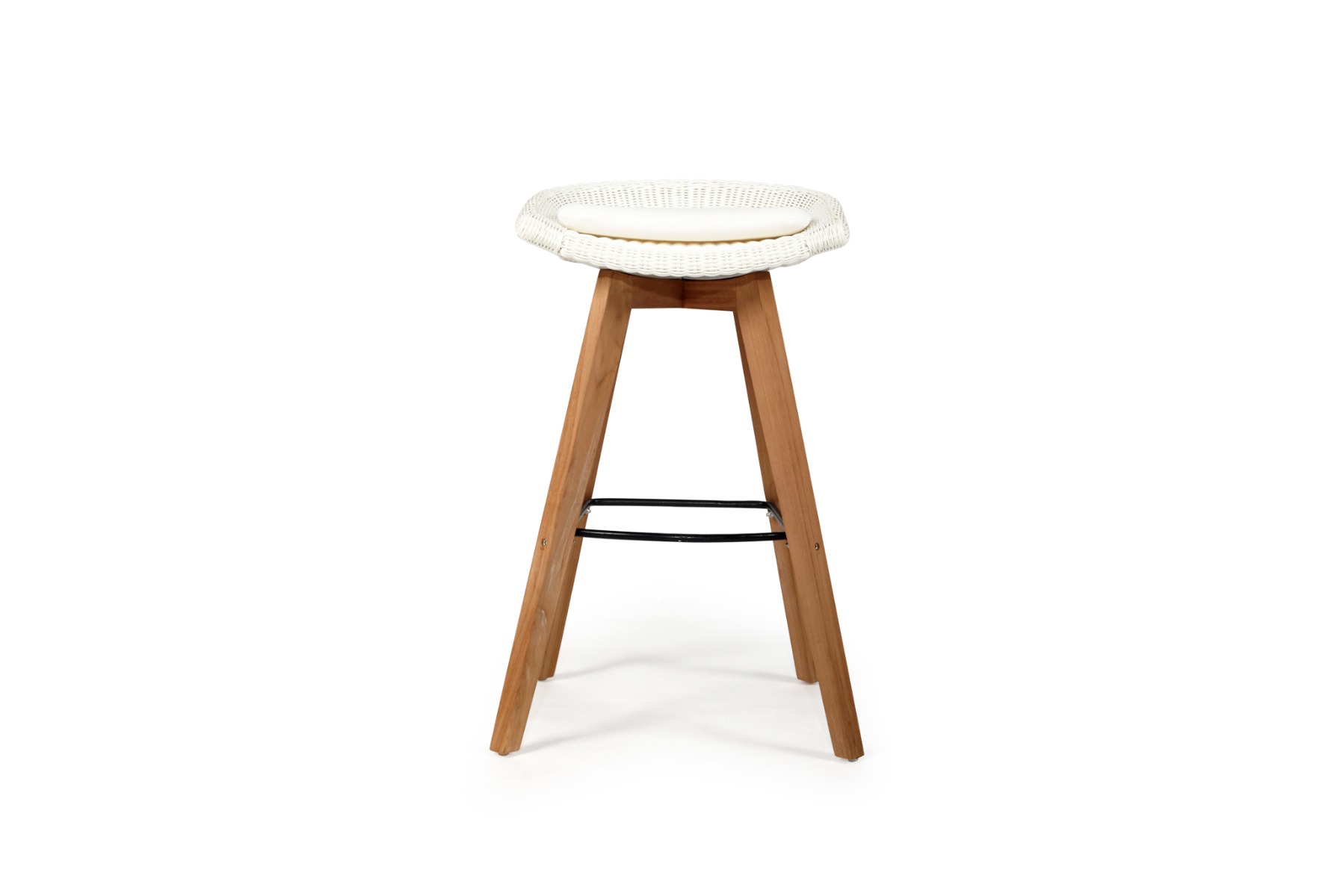 Oceanic Outdoor Backless Bar Stool White, Width 56cm x Depth 46cm x Height 81cm - Image 2