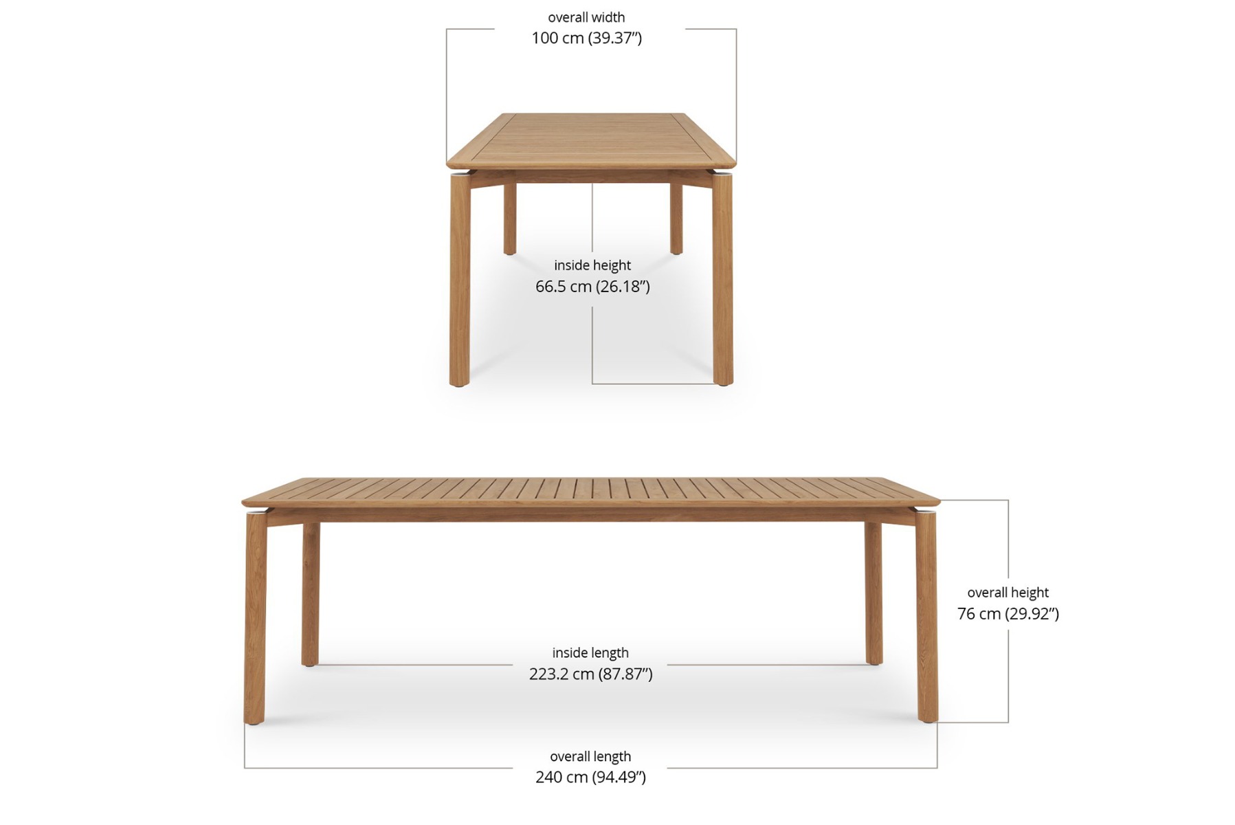 Esperance Outdoor Dining Table, L 240cm x W 100cm x H 76cm - Image 4