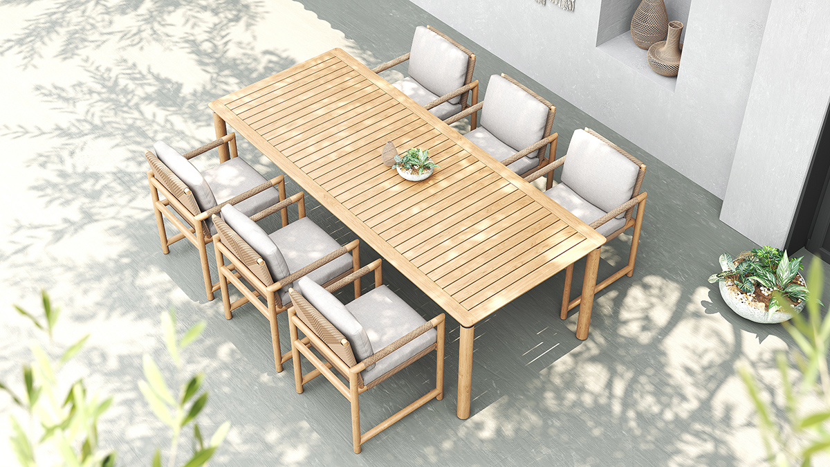 Esperance Outdoor Dining Table, L 240cm x W 100cm x H 76cm - Image 6