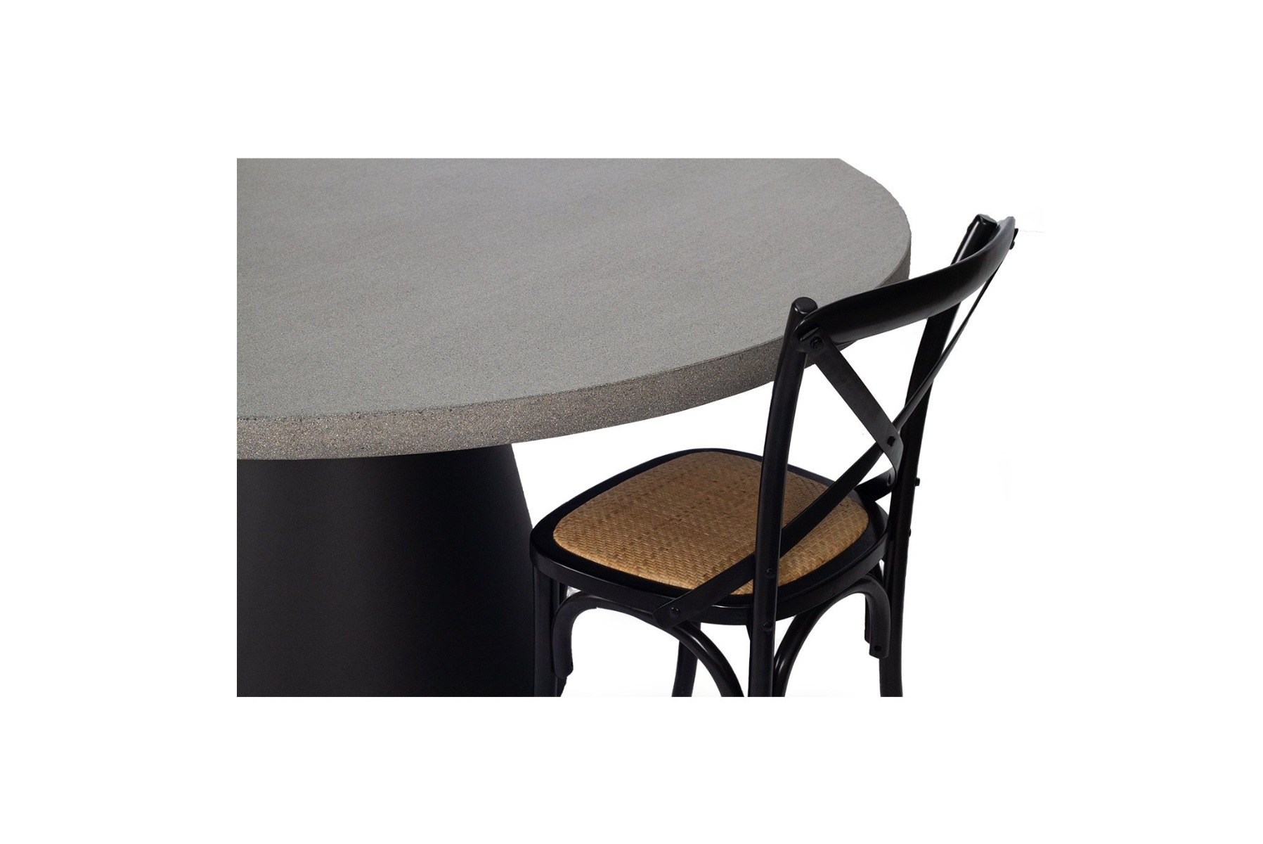 1.6m Avalon Elkstone Round Dining Table – Speckled Grey with Black Powder Coated Cone Base - Image 9