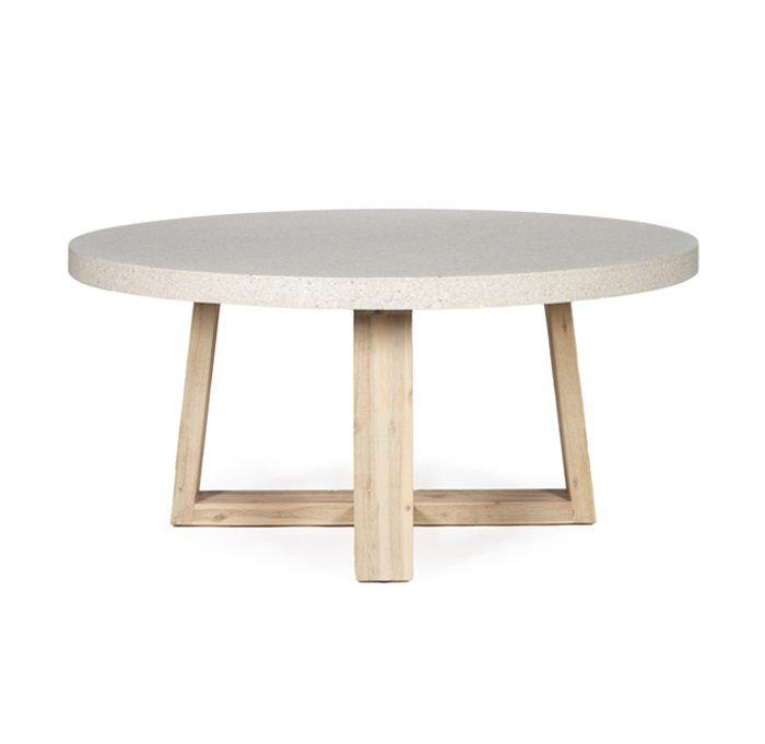 1.6m eTerrazzo Elkstone Round Dining Table – Ivory Coast with Ivory Washed Legs