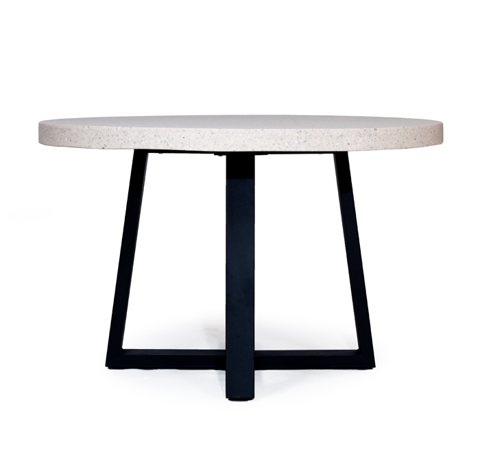 1.2m eTerrazzo Elkstone Round Dining Table – Ivory Coast with Black Powder Coated Legs