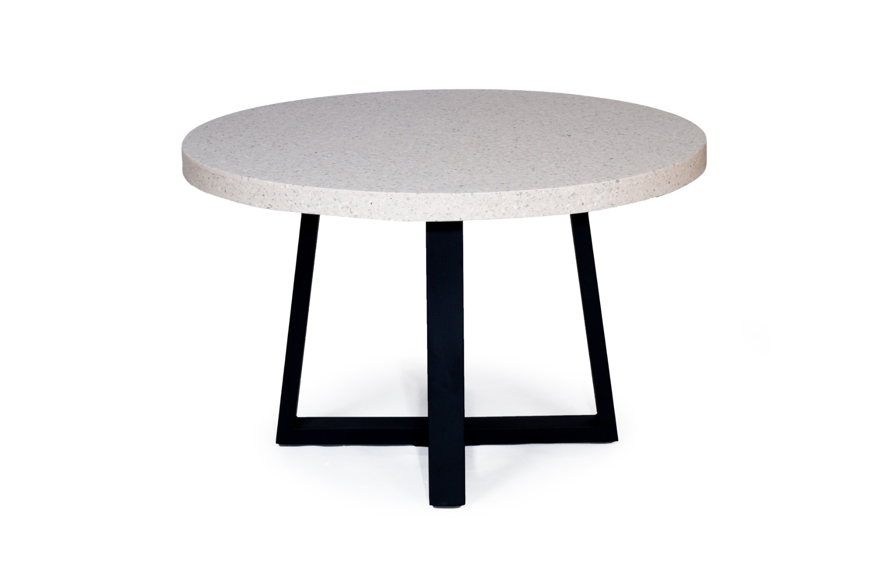 1.2m eTerrazzo Elkstone Round Dining Table – Ivory Coast with Black Powder Coated Legs - Image 2