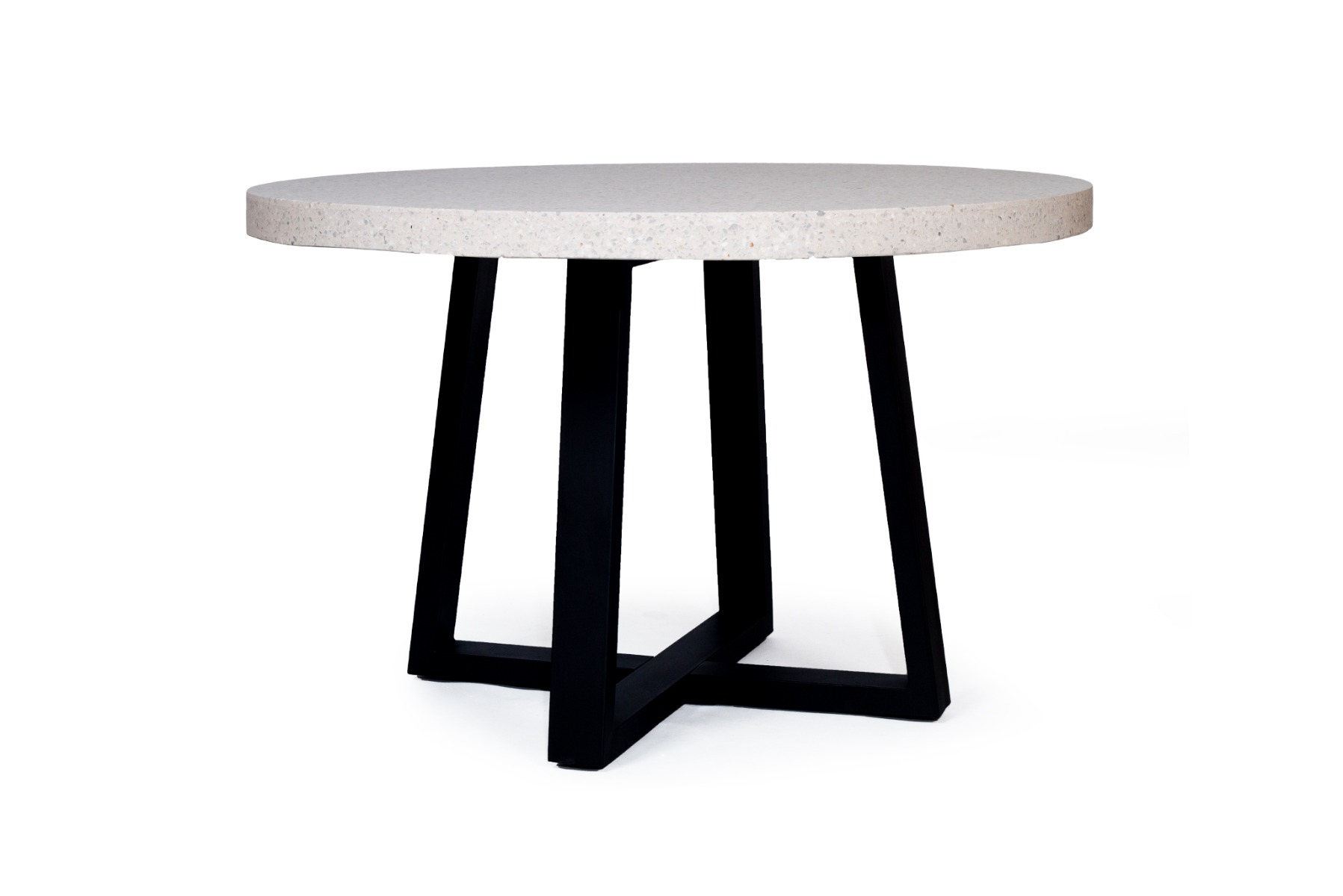 1.2m eTerrazzo Elkstone Round Dining Table – Ivory Coast with Black Powder Coated Legs - Image 3