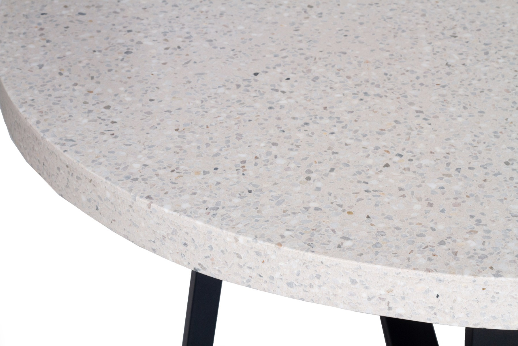 1.2m eTerrazzo Elkstone Round Dining Table – Ivory Coast with Black Powder Coated Legs - Image 6