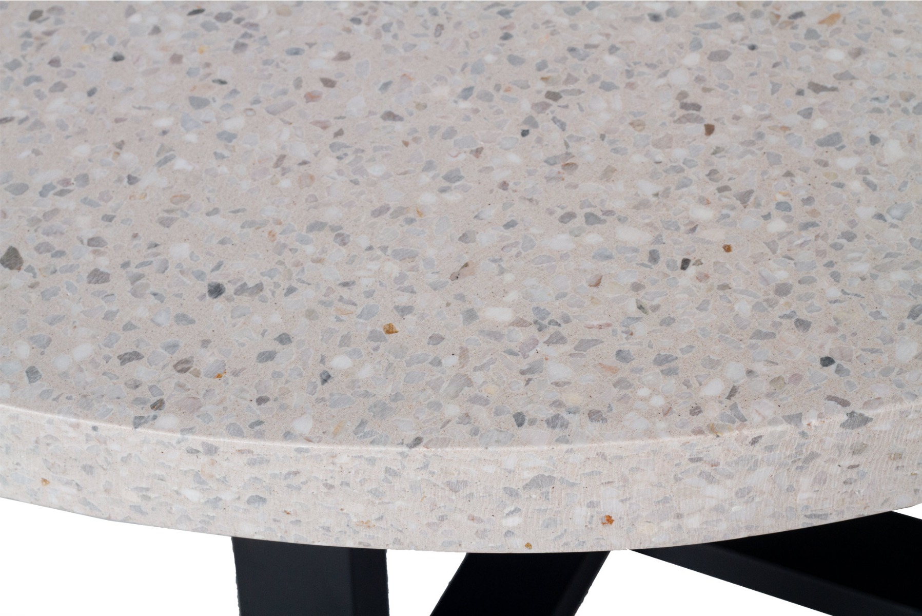 1.2m eTerrazzo Elkstone Round Dining Table – Ivory Coast with Black Powder Coated Legs - Image 8