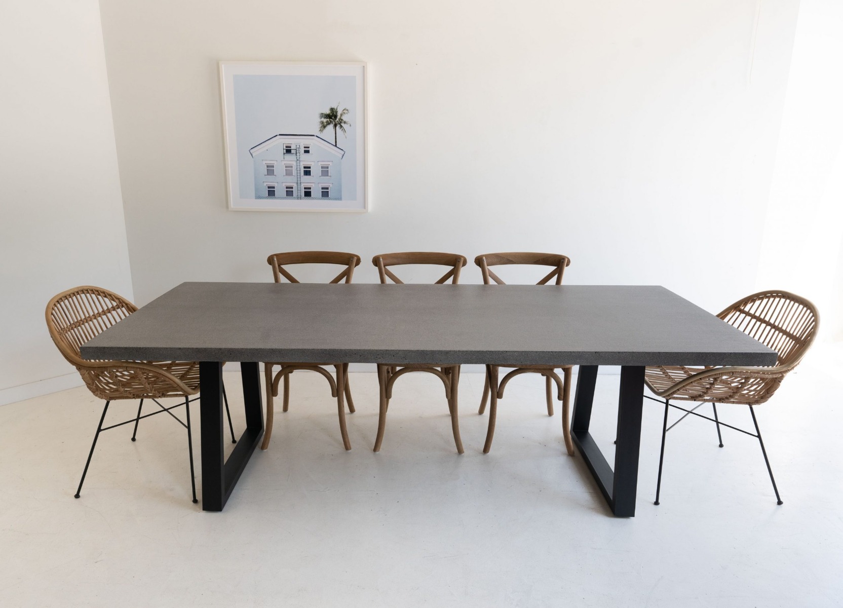 2.4m Sierra Elkstone Rectangular Dining Table – Speckled Grey with Black Powder Coated Legs - Image 2