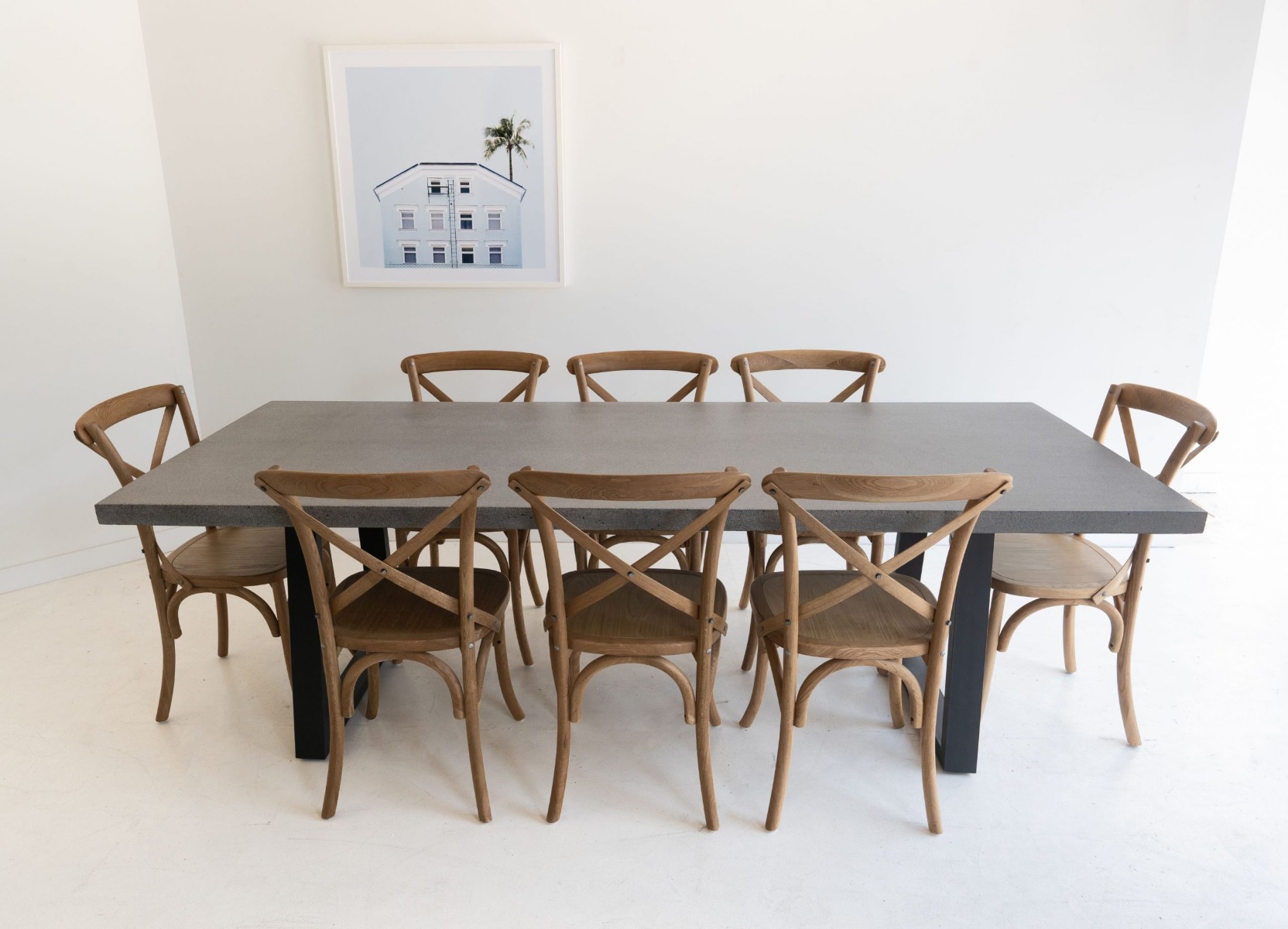 2.4m Sierra Elkstone Rectangular Dining Table – Speckled Grey with Black Powder Coated Legs - Image 7