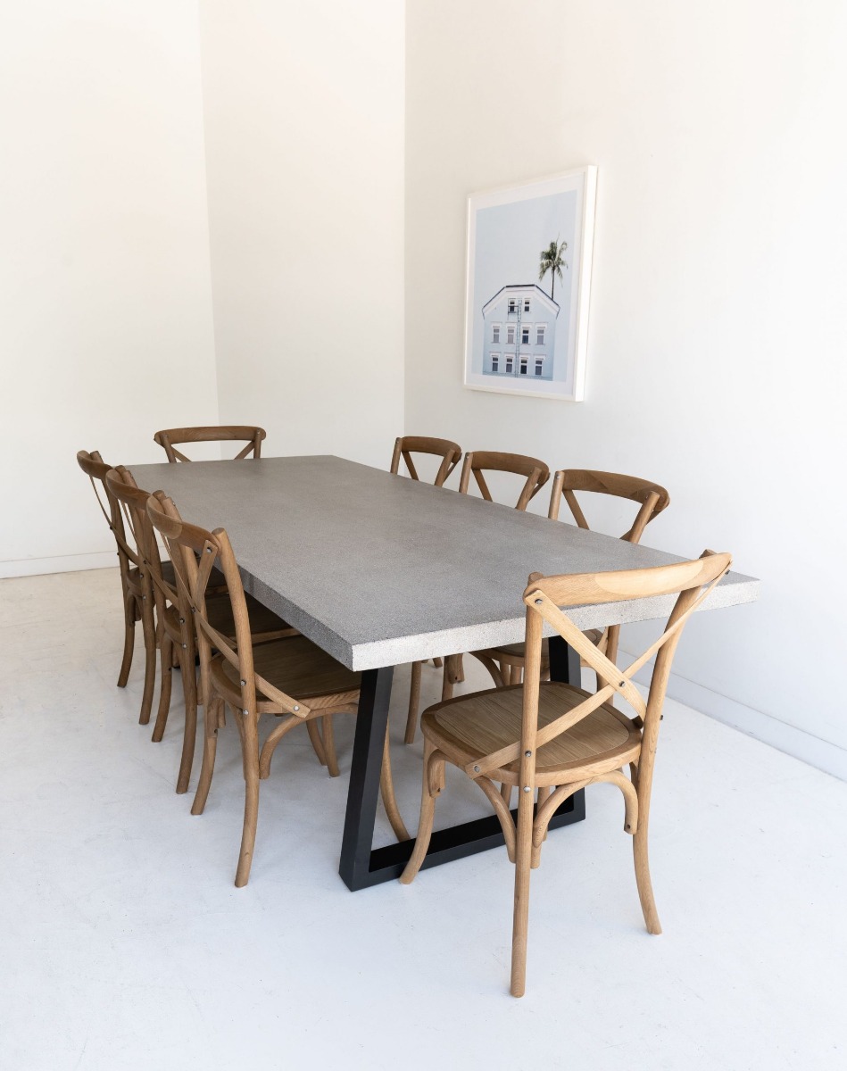 2.4m Sierra Elkstone Rectangular Dining Table – Speckled Grey with Black Powder Coated Legs - Image 8