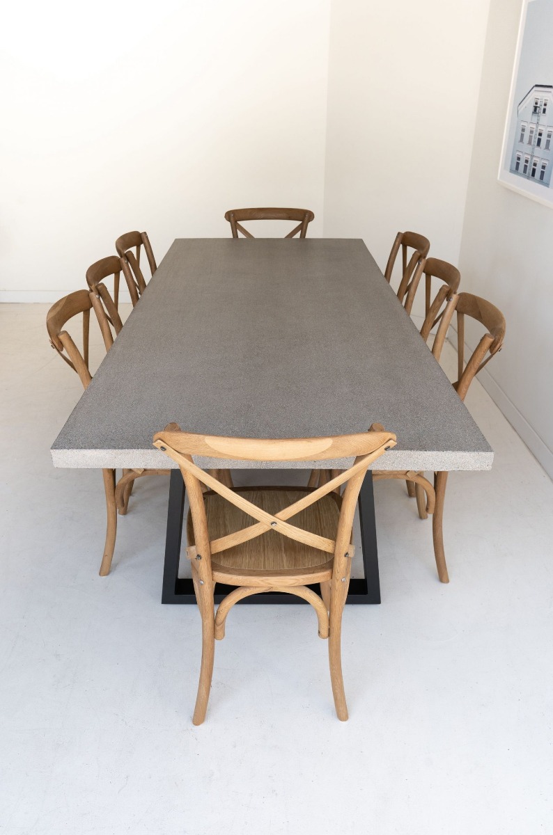 2.4m Sierra Elkstone Rectangular Dining Table – Speckled Grey with Black Powder Coated Legs - Image 9