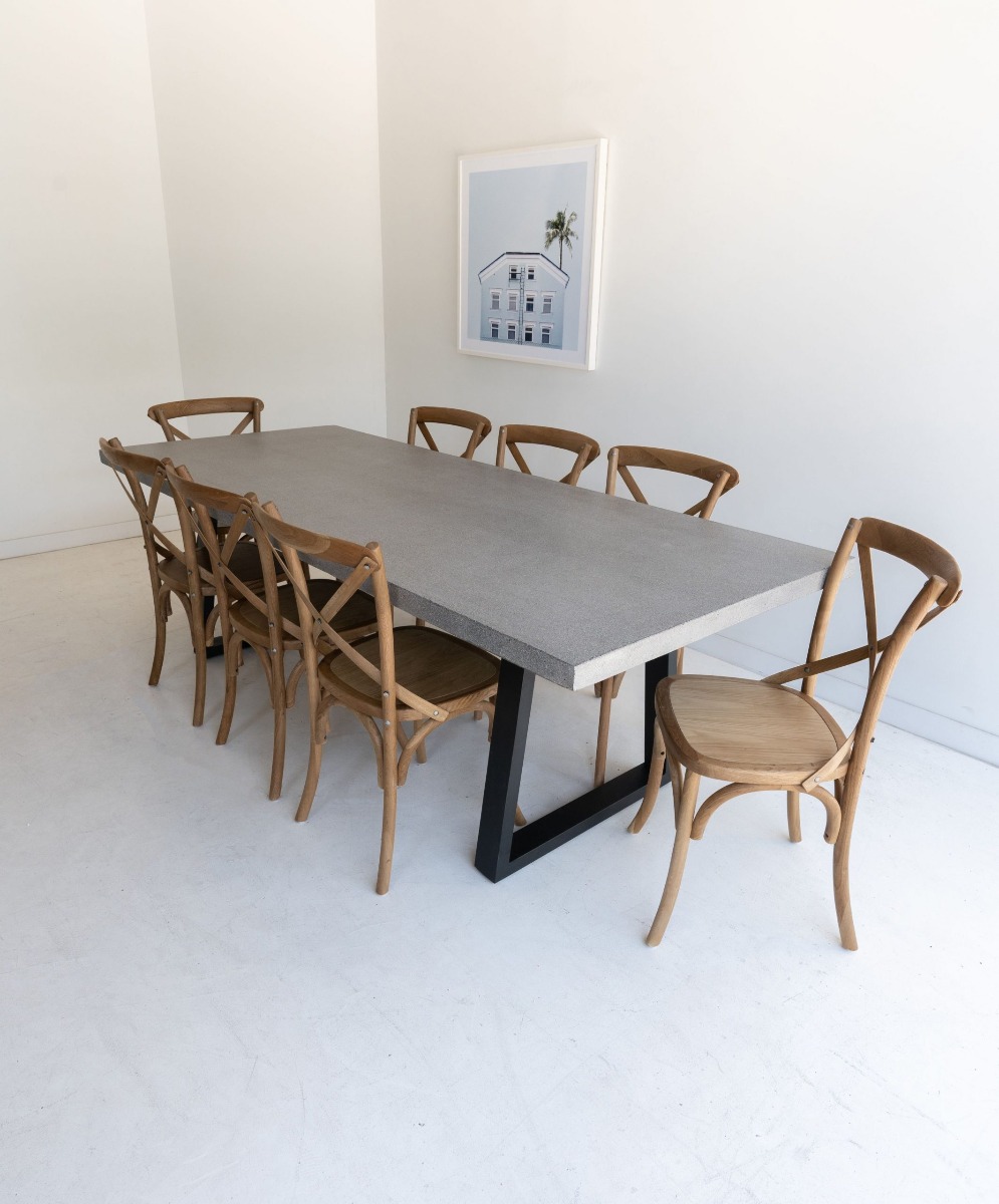 2.4m Sierra Elkstone Rectangular Dining Table – Speckled Grey with Black Powder Coated Legs - Image 10