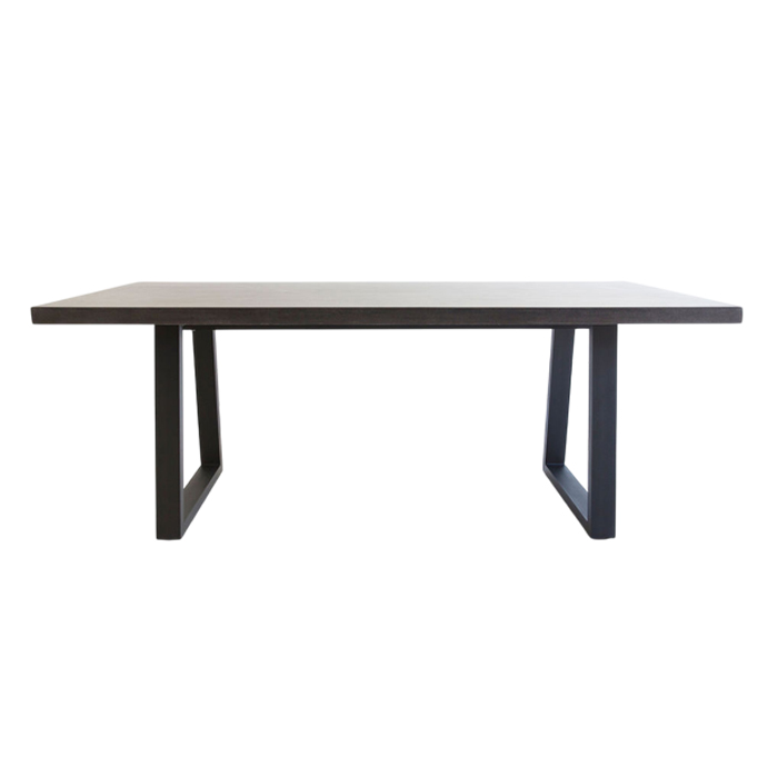 2.0m Sierra Elkstone Rectangular Dining Table – Ebony Black with Black Powder Coated Legs