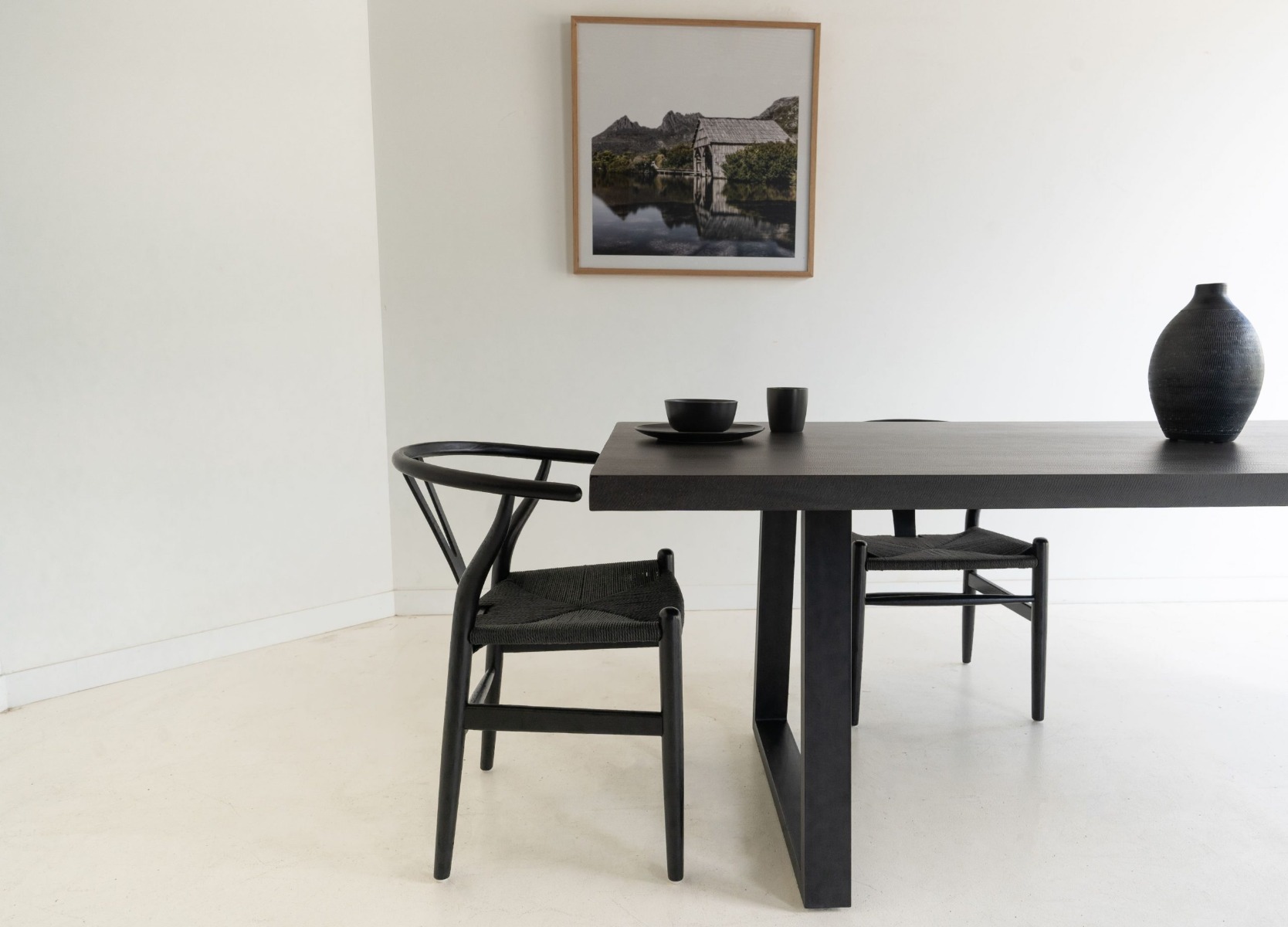 2.0m Sierra Elkstone Rectangular Dining Table – Ebony Black with Black Powder Coated Legs - Image 4