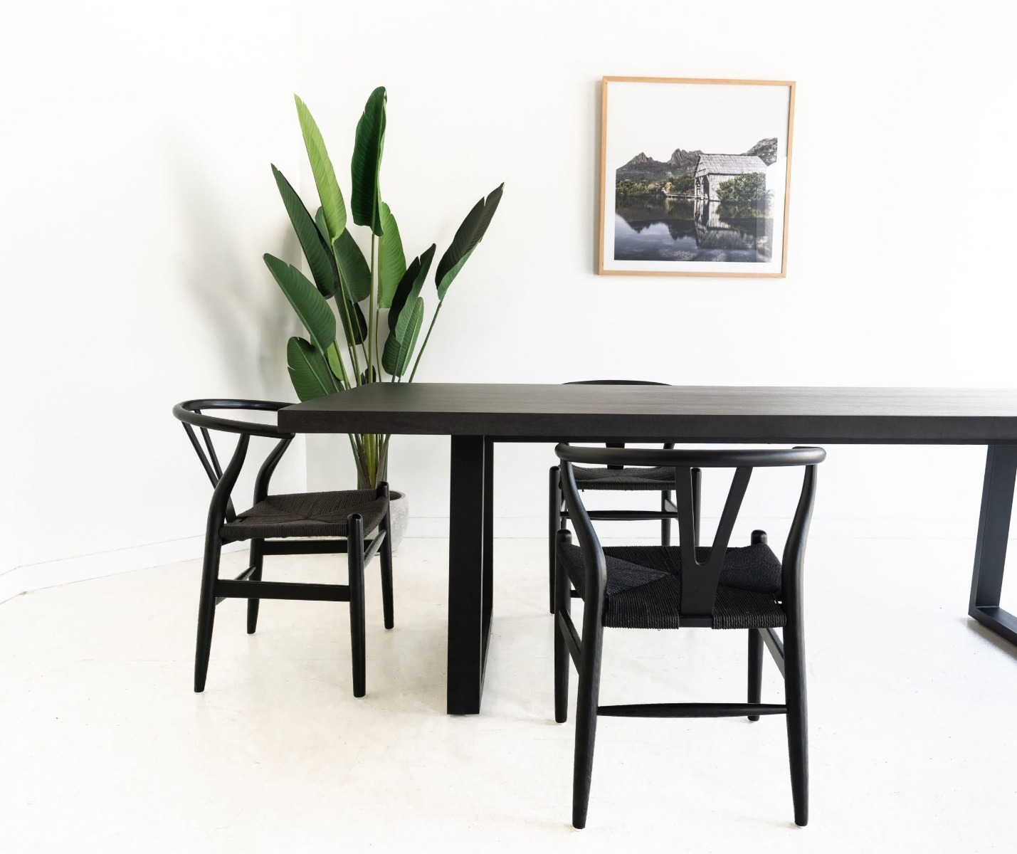 2.0m Sierra Elkstone Rectangular Dining Table – Ebony Black with Black Powder Coated Legs - Image 5