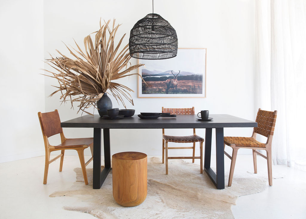 2.0m Sierra Elkstone Rectangular Dining Table – Ebony Black with Black Powder Coated Legs - Image 9